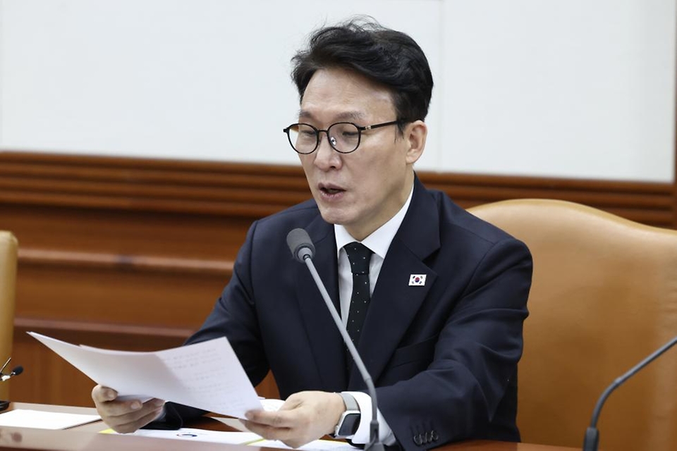 김민석 국무총리가 3월 5일 세종대로 정부서울청사에서 열린 국가정책조정회의를 주재, 모두발언을 하고 있다.