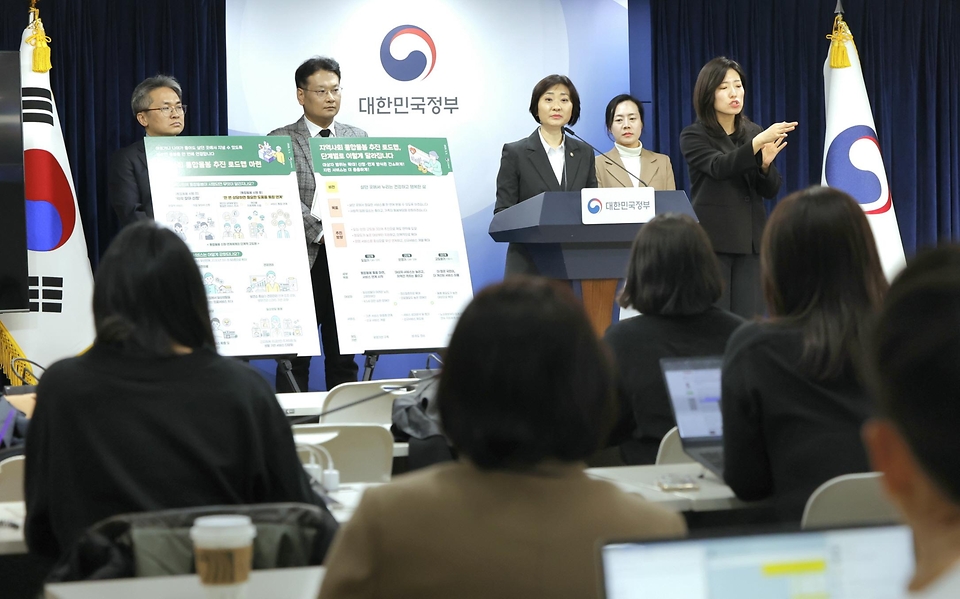 이스란 보건복지부 1차관이 3월 5일 정부서울청사에서 제3차 '통합돌봄정책위원회'를 개최하고, 지역사회 통합돌봄 추진 로드맵 등을 논의 후 발표하고 있다.