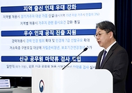 김성훈 인사혁신처 차장이 3월 23일 세종시 정부세종청사에서 '지역 거주 인재 공직 진출 확대 등 채용제도 개선' 관련 합동브리핑을 하고 있다.