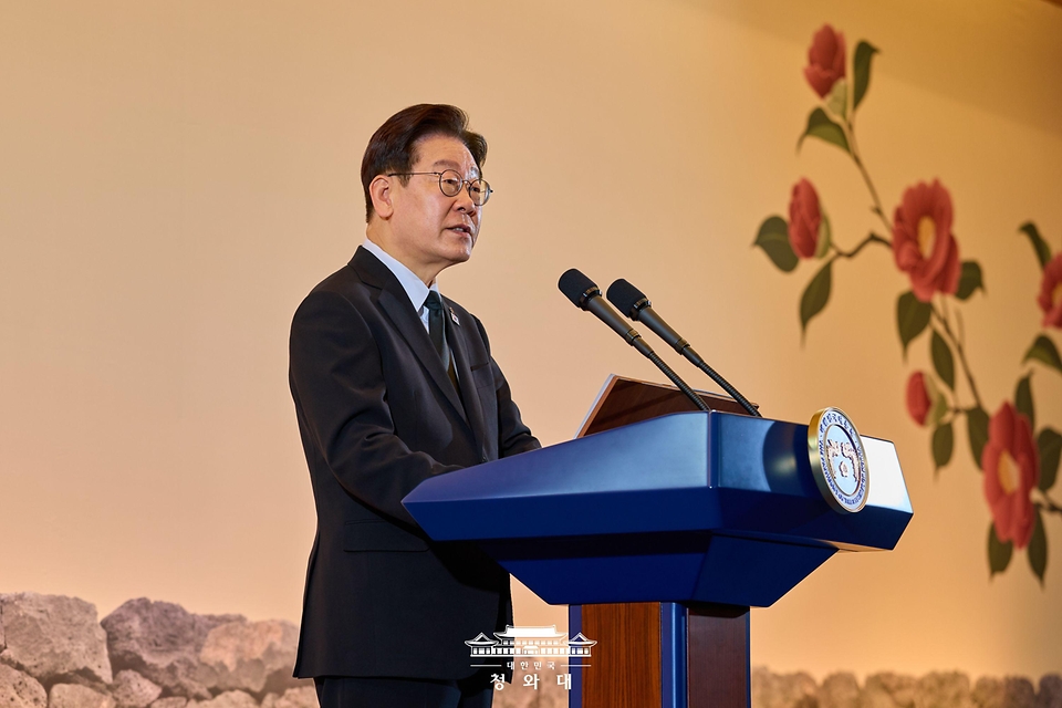 이재명 대통령이 3월 29일 제주시의 한 호텔에서 열린 제주 4·3 희생자 유족과의 오찬에서 발언하고 있다.