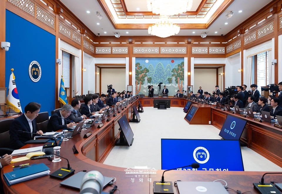 이재명 대통령이 8월 25일 청와대에서 열린 국무회의에서 발언을 하고 있다.