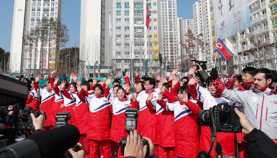 북한 선수 입촌식