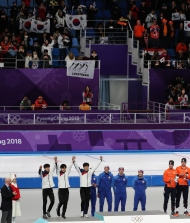 스피드스케이팅 남자 팀추월 결승 경기, 한국 선수 은메달 사진 4