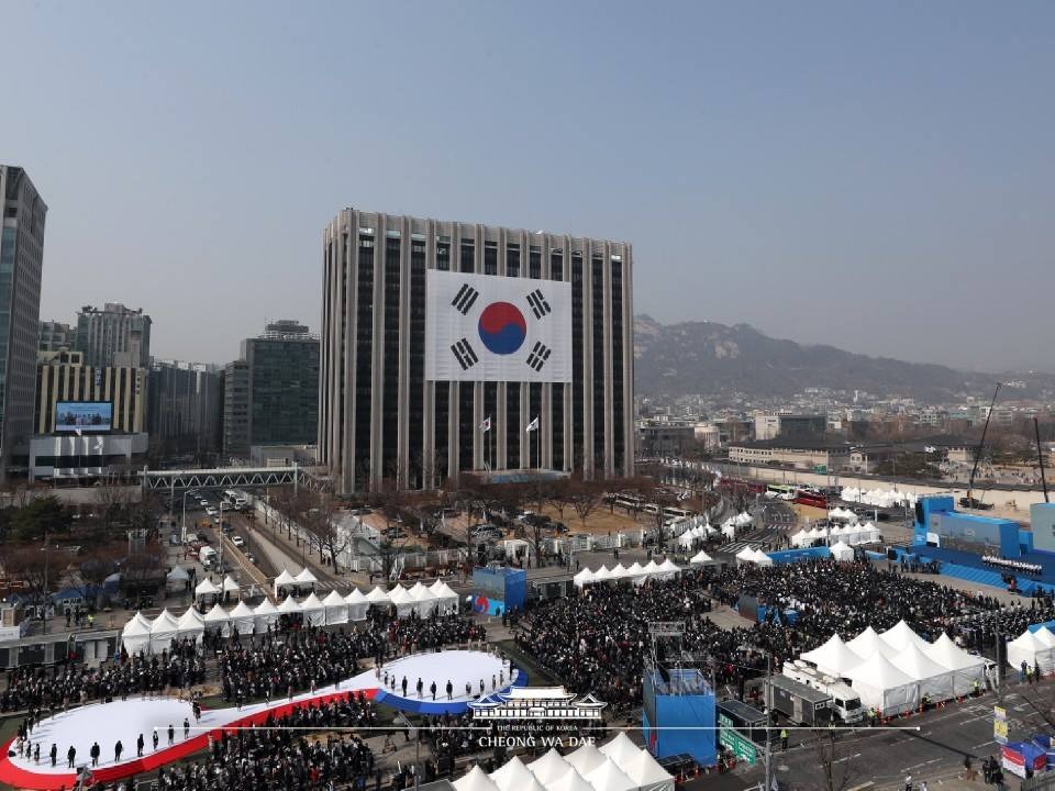 1일 서울 광화문광장에서 제100주년 3.1절 기념식이 진행되고 있다. (사진출처 : 청와대 페이스북)