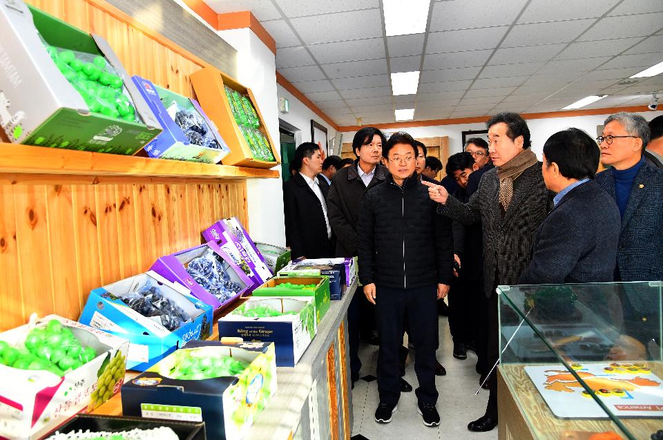 <p>이낙연 국무총리가 30일 경북 상주시 상주곶감유통센터를 방문, 전시장 및 유통시설을 둘러보고 있다. </p>