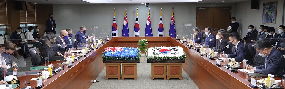 13일 오전 서울 용산구 국방부에서 열린 ‘한-호주 국방장관회담’에서 서욱 국방부 장관이 발언 하고 있다. 