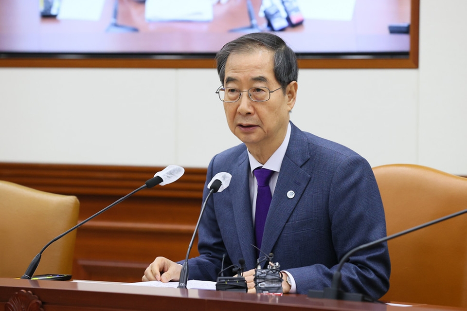 한덕수 국무총리가 9일 서울 종로구 정부서울청사에서 열린 ‘국정현안관계장관회의’에서 발언하고 있다.