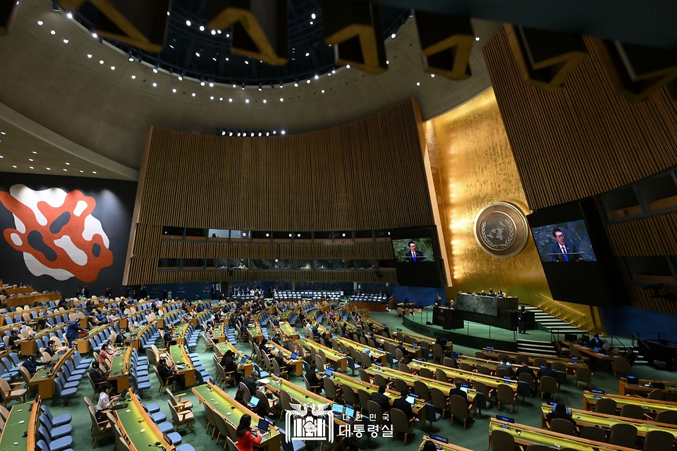 20일(현지시간) 미국 뉴욕 유엔본부에서 ‘제78차 유엔총회’가 진행되고 있다.