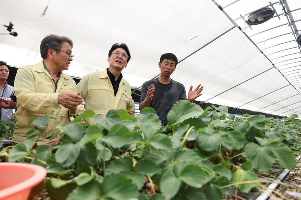 김민석 국무총리가 20일 집중호우로 침수됐던 광주 북구 용강동 하신마을을 찾아 침수 피해 현장을 점검하고 있다.
