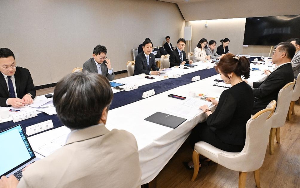 구윤철 부총리 겸 재정경제부 장관이 5월 27일 서울 종로구 정부서울청사에서 열린 '제1차 AI 융합 국제개발 자문위원회'에서 인사말을 하고 있다.