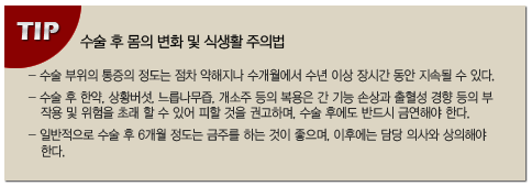 수술 후 몸의 변화 및 식생활 주의법