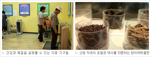 건강과 체질을 살펴볼 수 있는 각종 기구들, 산청 약초의 효험과 역사를 자랑하는 한의학박물관