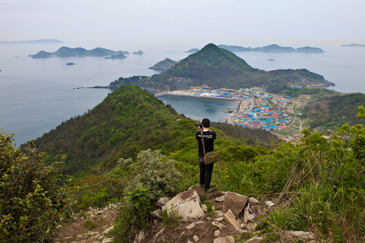 봉화산에서 바라본 외연열도와 마을풍경.