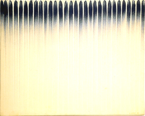 이우환. 선에서(From Line). 1977년. 캔버스에 유채. 91 x 73cm.