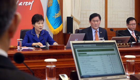 박근혜 대통령이 25일 오전 청와대에서 열린 국무회의에서 현안에 대해 발언하고 있다.  (사진=저작권자(c)연합뉴스.무단전재-재배포금지) 