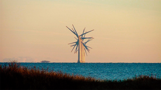 덴마크의 섬 ‘삼쇠’에서 바라본 해상 풍력발전시설. 삼쇠는 정부의 지원을 받아 1997년부터 화석연료를 신재생에너지로 대체하기 시작해 현재는 섬 안에 필요한 모든 전기를 풍력발전에서 얻고 있다.(사진=동아DB)