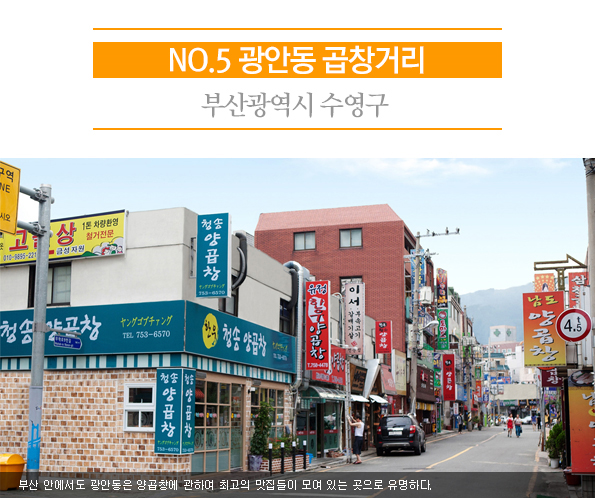 5. 광안동 곱창거리 | 부산광역시 수영구 | 부산 안에서도 광안동은 양곱창에 관하여 최고의 맛집들이 모여 있는 곳으로 유명하다. .