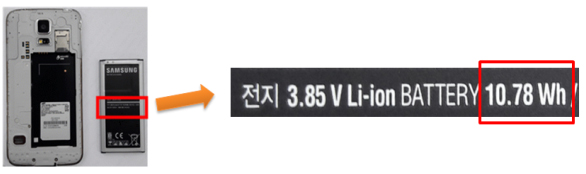 예시) 갤럭시 S5 보조배터리 : 용량이 10.78Wh로 휴대만 가능(부치는 짐 금지)