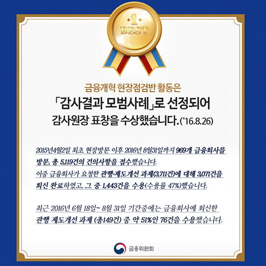 금융개혁 현장점검반의 활동