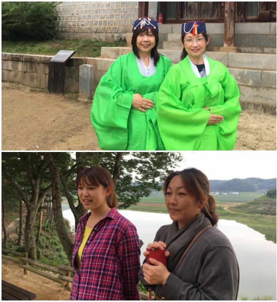 (사진 위) 시라이 토요코 씨(왼쪽)아사이 사이코 씨(오른쪽), (사진 아래) 모리츠카 나츠키 씨 모녀. 