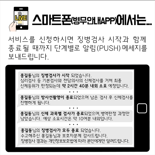 징병검사 결과 실시간 확인 서비스