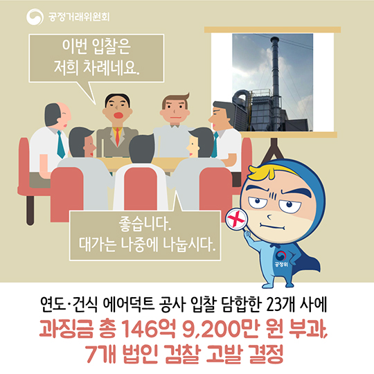 연도·건식에어덕트 공사 입찰에서 담합한 23개 사에 과징금 부과 