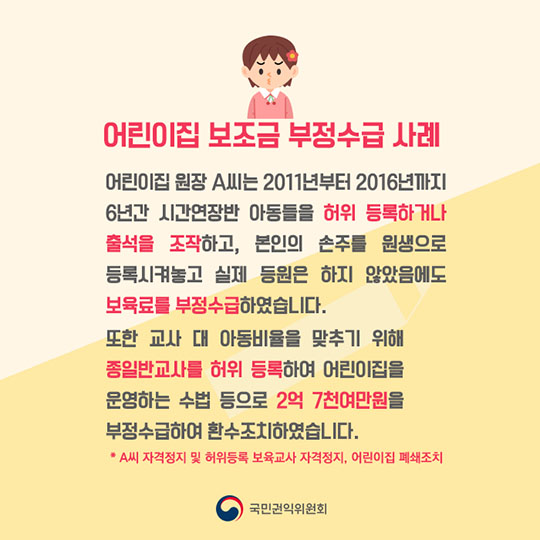 어린이집 보조금 부정수급 실태 파헤치기