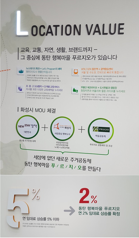 뉴스테이 연 임대료 상승률은 5%이지만, 동탄 행복마을 푸르지오는 연 임대료 상승률은 2%로 확정하였다.