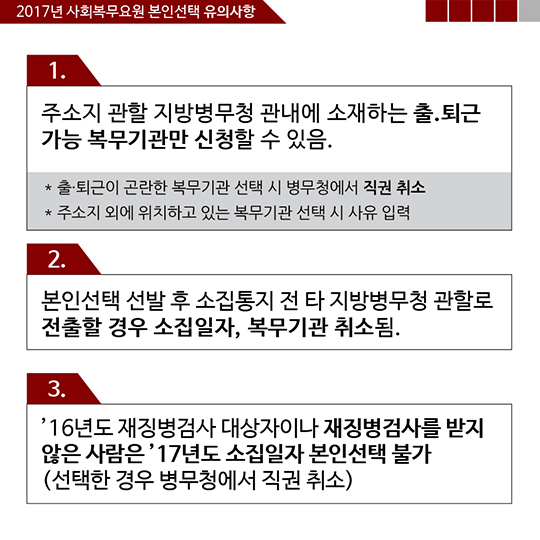 2017년도 사회복무요원 본인선택 실시 안내