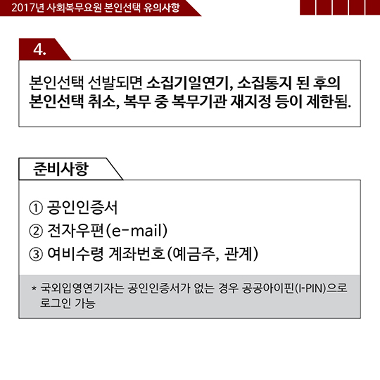 2017년도 사회복무요원 본인선택 실시 안내