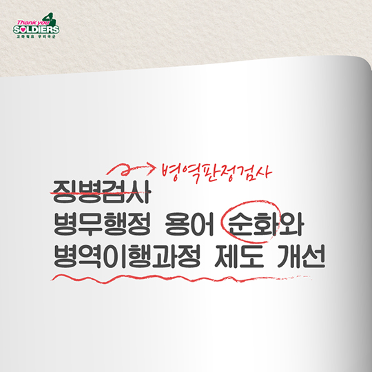병무행정 용어 순화와 병역이행과정 제도 개선
