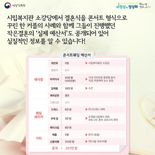 우리의 빛나는 시작을 위한 첫걸음 작은결혼