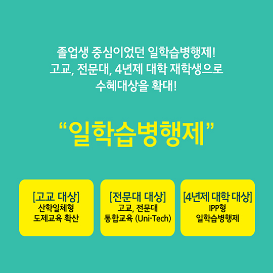 일학습병행제로 일과 학습 모두 잡자! 