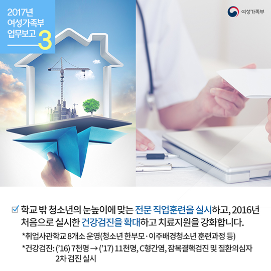 여성과 청소년의 사회안전망을 강화하겠습니다!