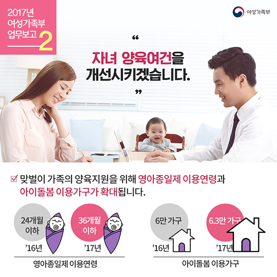 양육 친화적인 사회 환경을 만들겠습니다!