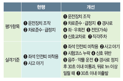  초보운전 평가항목
