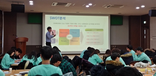 기업의 환경분석 기법인 SWOT을 활용해 개인 역량을 분석하고 있다