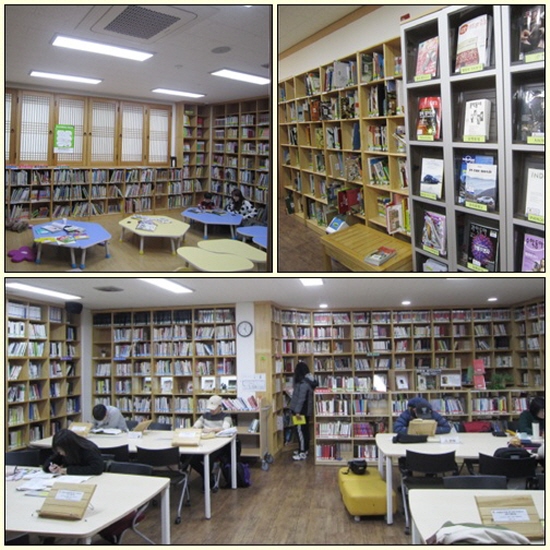 아이와 어른, 청소년 모두가 사용 가능한 성북아동청소년센터 2층의 도서관의 모습