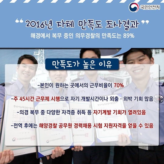 해경 의경 만족도 89퍼센트, 이제는 당신이 그 주인공입니다