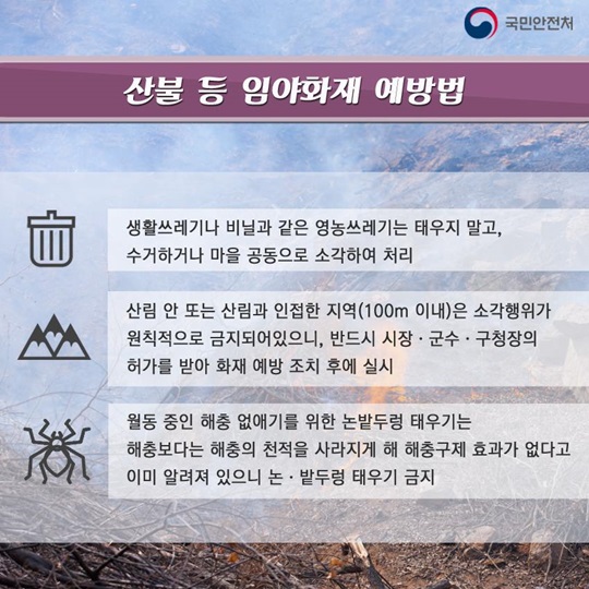 산불·들불 3월 최다 발생! 그 예방법은?