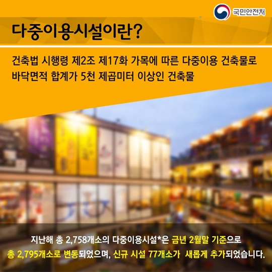 위기상황 대비, 신규 다중이용시설 중점 관리!