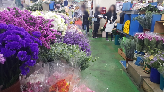 서울 강남고속터미널 꽃시장 풍경. 봄과 함께 꽃을 구매하려는 사람들의 발걸음이 분주하다. 