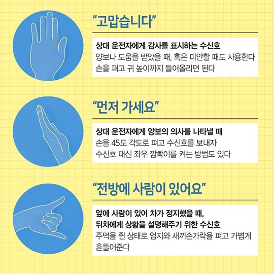 운전자가 꼭 알아야 할 도로 위 수신호