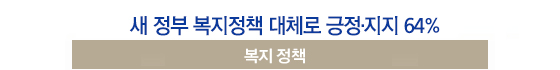  새 정부 복지정책 대체로 긍정·지지 64% 복지 정책