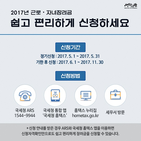 근로장려금·자녀장려금 신청하세요