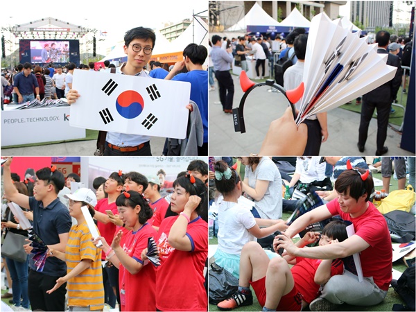 남녀노소 할 것 없이 많은 사람들이 거리응원에 참여했다