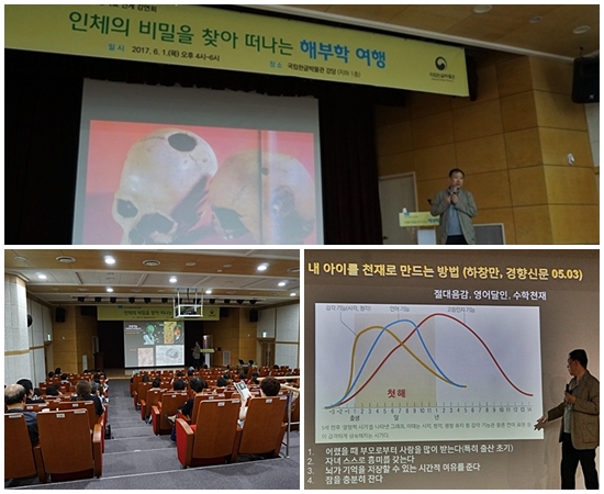 (상)처음부터 머리에 구멍을 둘은 뼈가 보인다 근거없이 뇌압을 줄이기 위해 뚫었다는 설이 있다. (하)내 아이 천재 만드는 방법. 학부모 눈이 번쩍였으나 결론은 뇌를 많이 쉬어 주라는 거였다.