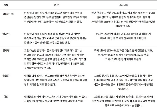 더위 질병과 대처 방법