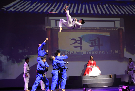 지난 7일 오후 서울 강남구 국기원에서 국기원시범단의 태권도 액션극 ‘GREAT TAEKWONDO 달의무사’ 개막 공연이 펼쳐지고 있다. (사진=저작권자(c) 연합뉴스, 무단 전재-재배포 금지)
