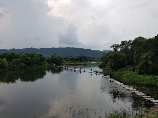 수중보를 징검다리 삼은 화강